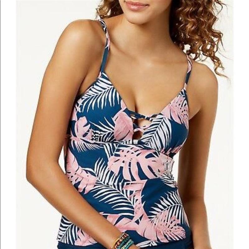NWT Hula Honey S Paradise Leaves Palm Print Tankini Swim Top #87936