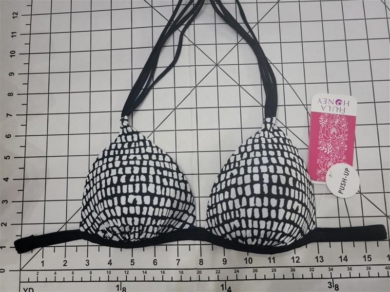 NWT Hula Honey S Bump in The Road Black & White Push Up Bikini Swim Top #88006