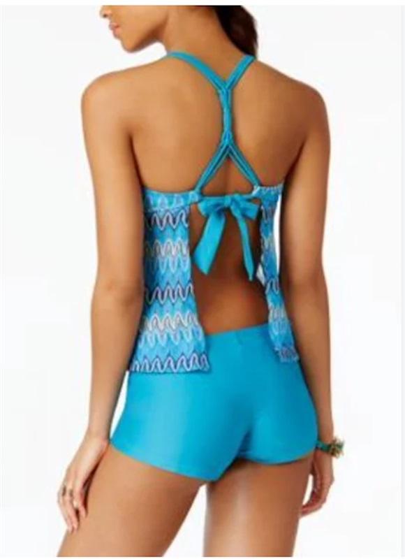 NWT Hula Honey S Peacock Festival Crochet Lace Tankini Swim Top #88117