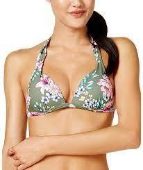 NWT Hula Honey M Tropical Romance Green Floral Swim Top #88121