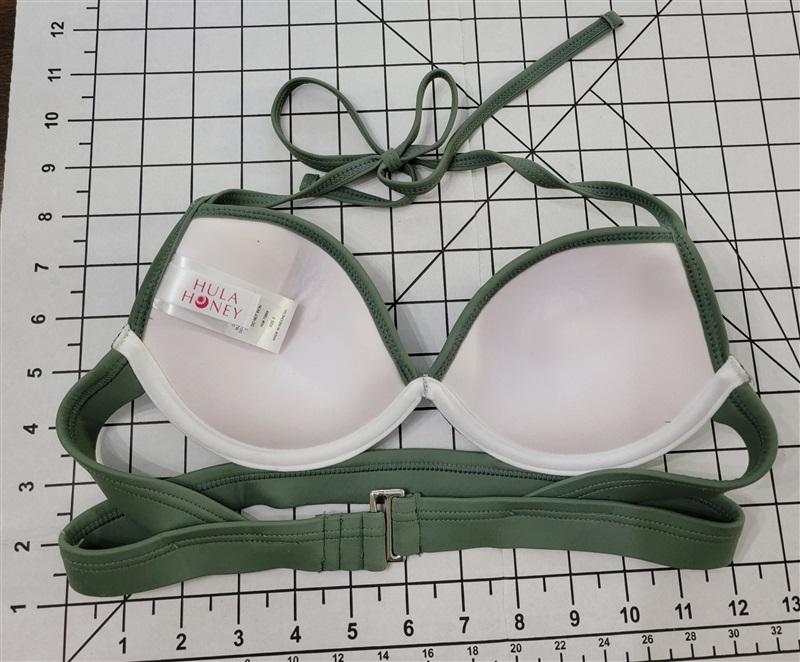NWT Hula Honey M Tropical Romance Green Floral Swim Top #88121