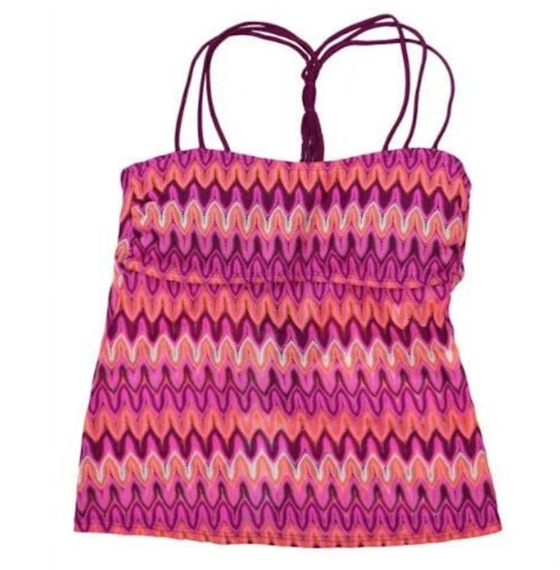 NWT Hula Honey S Peacock Festival Crochet Chevron Tankini Swim Top #88271