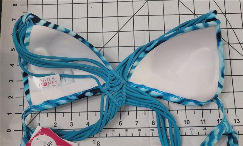 NWT Hula Honey S After Shock Blue Aqua Push-up Swim Top #88306