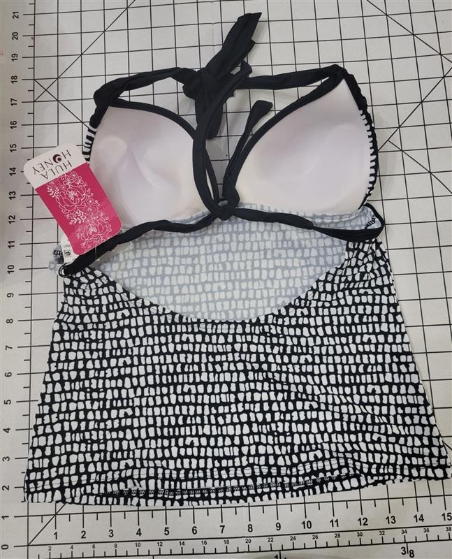 NWT Hula Honey Bump in Road S Black White Push Up Swim Tankini 89367