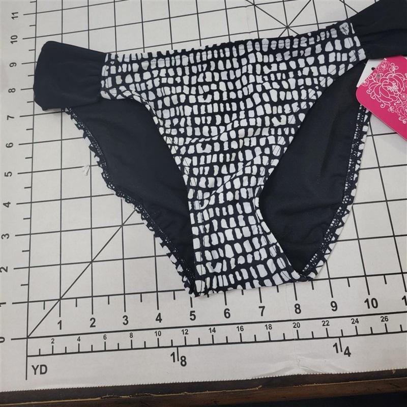 NWT Hula Honey XS Bump in The Road Hipster Cheeky Swim Bottoms Black #89435