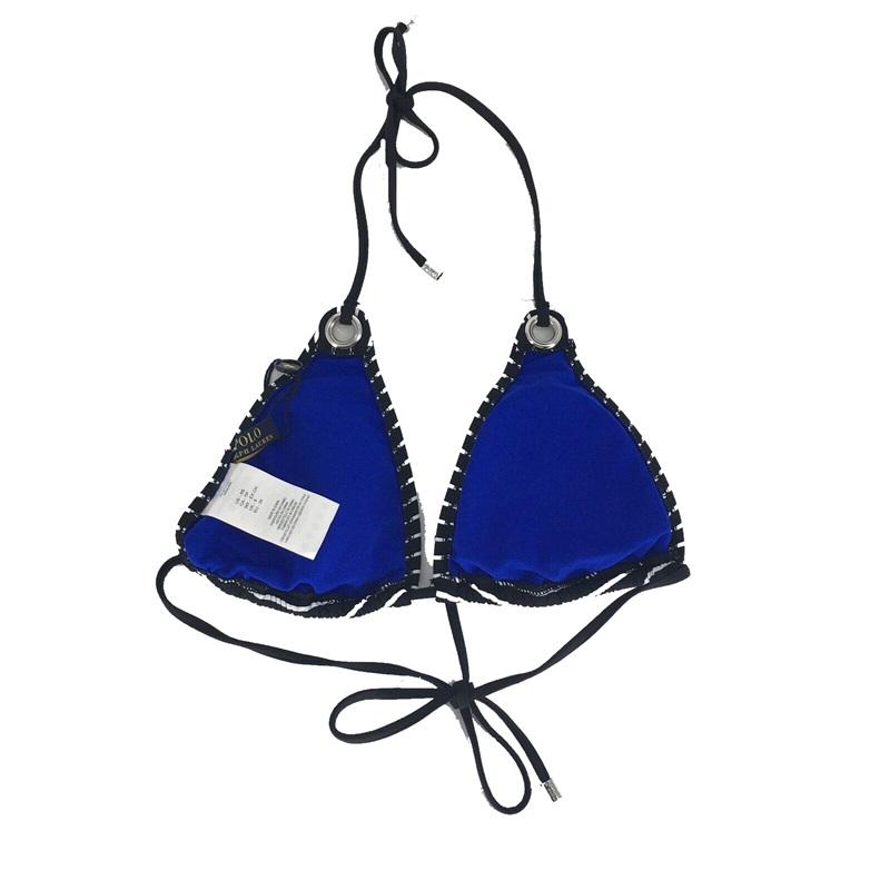 NWoT Ralph Lauren XS Black White Stripe String Bikini Swim Top #89474