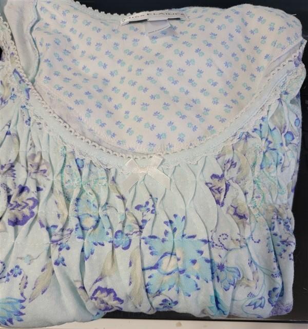 NWT Miss Elaine SM Short Sleeve Cottonessa Floral-Printed Long Nightgown #89570
