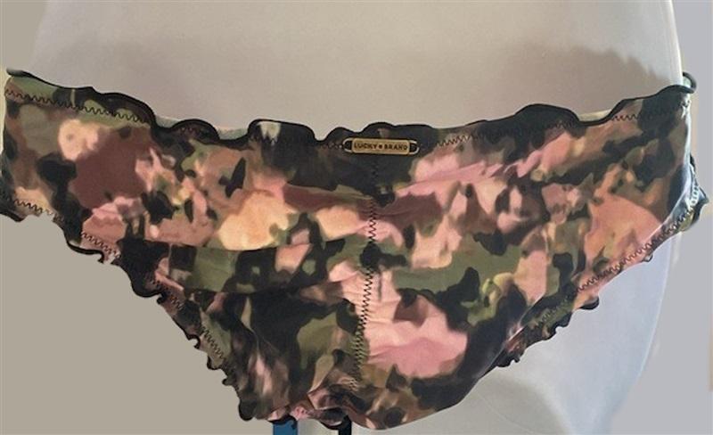 NWT Lucky Brand Smokescreen XS Camo Pink Black Bikini Swim Bottoms #90096