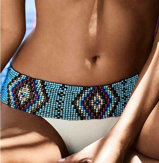 NWT Pilyq Keshi Pearl Beaded Belted Bikini Bottom XS/S 90115