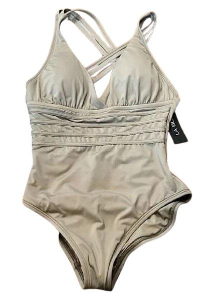 NWT La Blanca 14 Island Goddess Mio One-Piece Swimsuit Taupe #90137