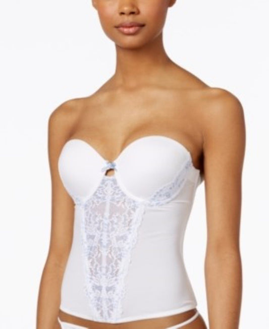 NWOT Maidenform 38C Super Sexy Strapless Lace Push Up Bustier MFB100 White 90219
