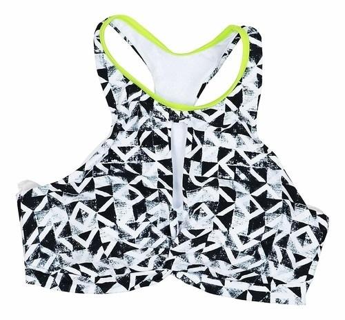 NWT GO GOSSIP L Geometric Maze Cut-out Bikini Swim Top 90262
