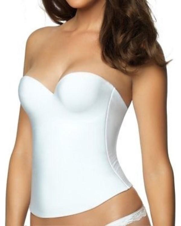 NWT Jezebel 34B Bustier Seamless Strapless Bustier Bra 7643 White 90317
