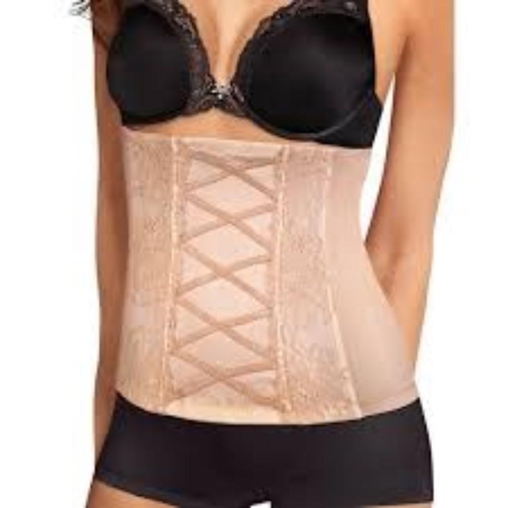 NWT Maidenform L Sexy Firm Control Embroidered Waist Nipper DM2000 Beige 90587