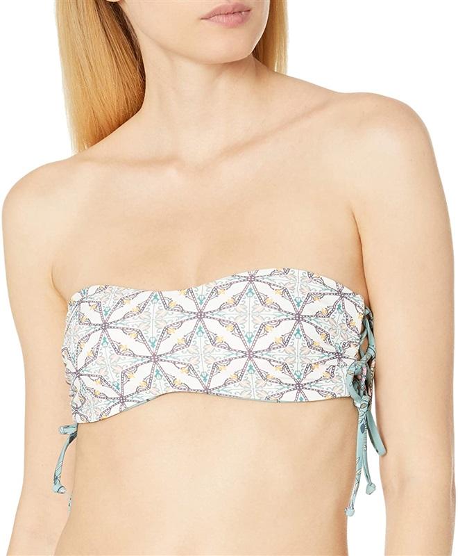 NWT O'Neill Sage & White L Piper Reversible Bandeau Bikini Swimsuit Top #92070
