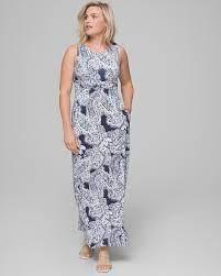 NWT Soma SM Soft Support High Neck Maxi Dress Blue White 92129