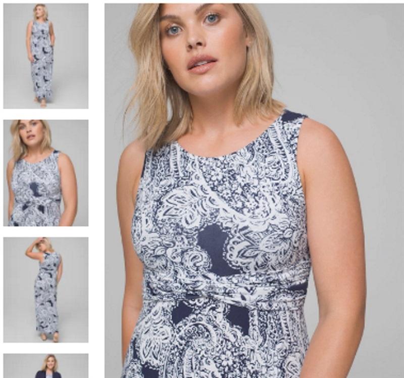 NWT Soma SM Soft Support High Neck Maxi Dress Blue White 92129