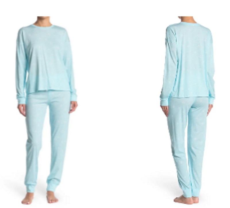 NWT Cozy Zoe L Long Sleeve Aqua Stars Pajama Set 92150