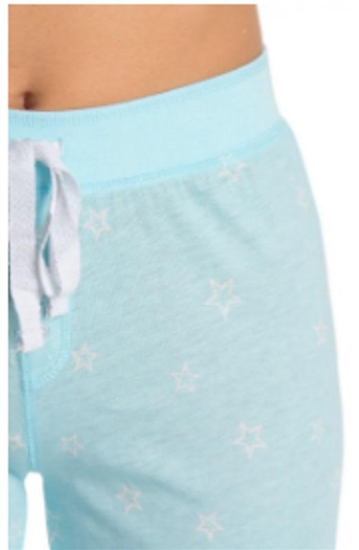 NWT Cozy Zoe L Long Sleeve Aqua Stars Pajama Set 92150