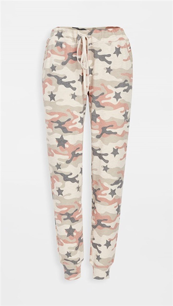 New PJ Salvage Follow The Stars Camo Peachy Jersey Joggers Pants 2X Ivory