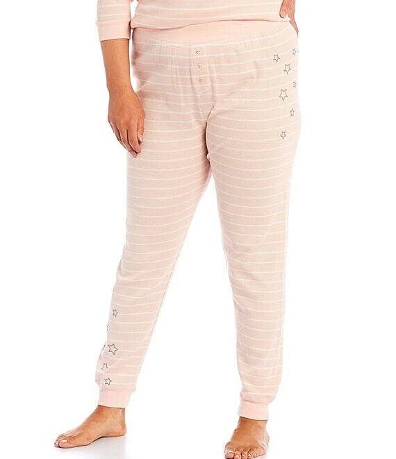 NWT PJ Salvage M Stars & Stripes Peach Jersey Joggers Pants 92175