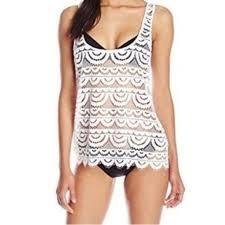 NWT Pilyq M/L Waterlily Flora Lace Swim Cover Up Tank Top White 92319