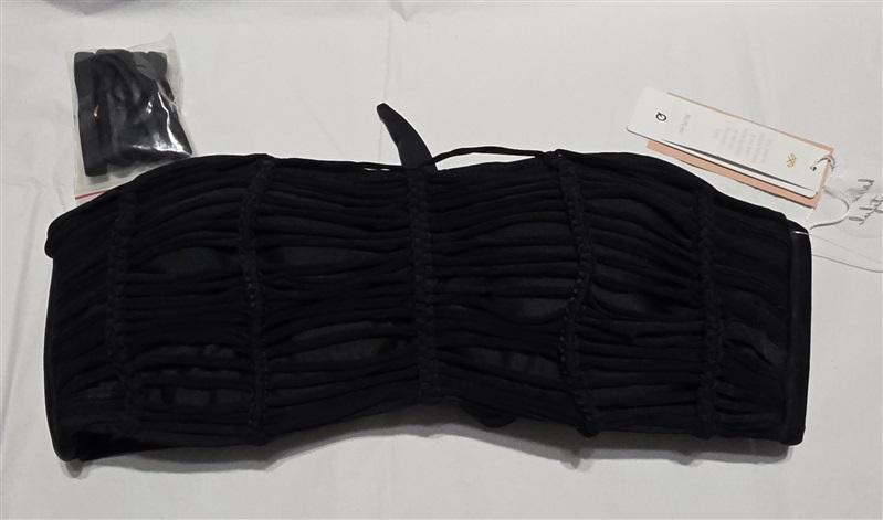 NWT Pilyq Midnight Gold Isla Bandeau M Black MID-156B Bikini Swim Top #92455