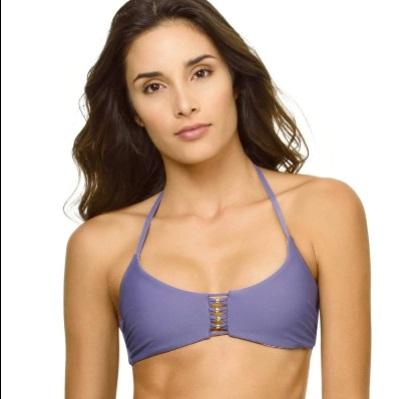 NWT PIlyq Amethyst Zen Braided Back Ties Purple M AME-177H Bikini Swim Top #92585