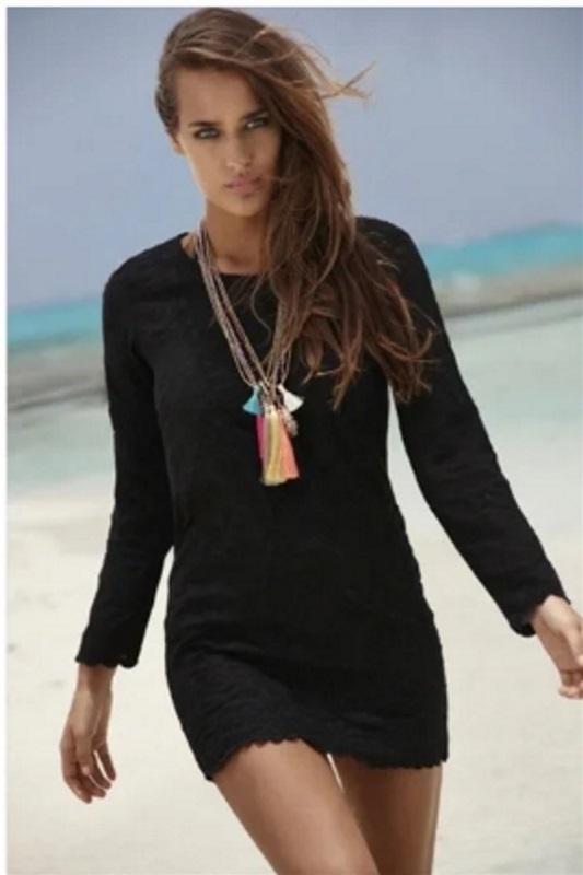 NWT Pilyq M/L Midnight Gold Jane Lace Mini Dress Swimsuit Cover UP 92589