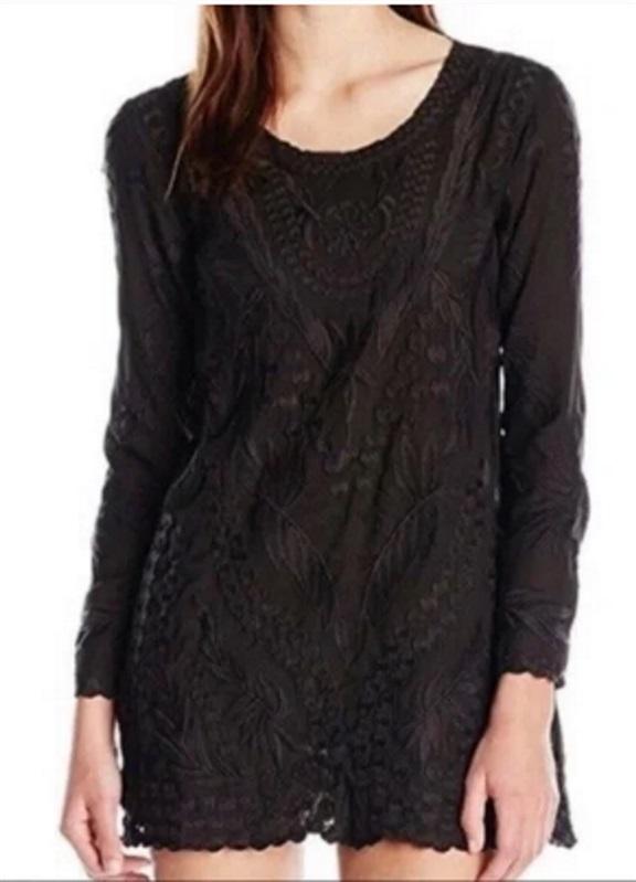 NWT Pilyq M/L Midnight Gold Jane Lace Mini Dress Swimsuit Cover UP 92589