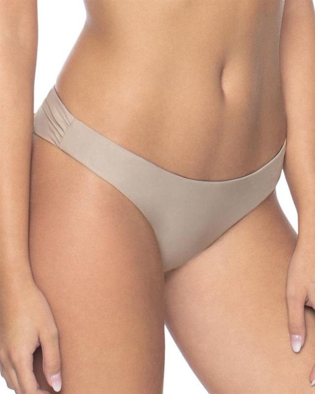 NWT Pilyq Sandstone Full Ruched M Beige SND-211F Bikini Swim Bottoms #92599