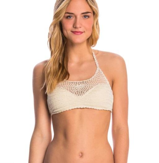 NWT Ninety-Nine Endless Sea Scoop Neck Ivory Crochet M 25EY6676 Bikini Top 92625