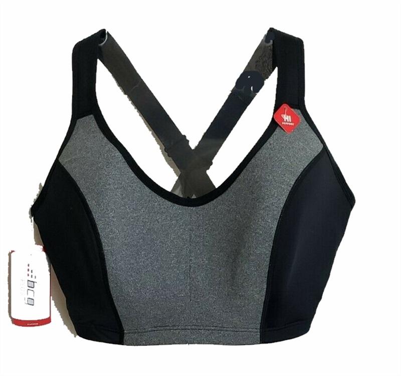 NWT BCG 42DD Training High Impact Support Underwire Sports Bra Black Grey #92651