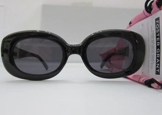NWT Foster Grant Black Clout Goggle Polarized Sunglasses W/ Cat Case #92755