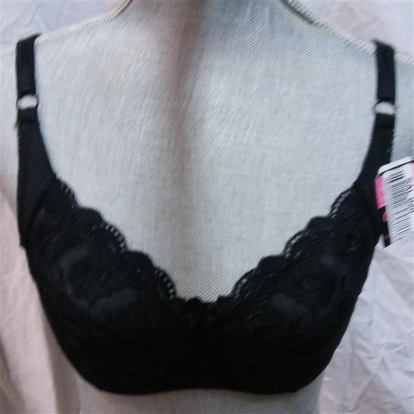 NWT Carnival 36C Two Part Lace Underwire Minimizer Bra 509 Black #92787