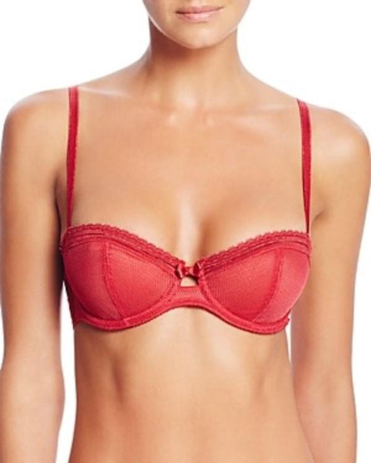 NEW Chantelle 36C Parisian Demi Mesh Multi Part Cup Bra 1475 Red Glitter #92790