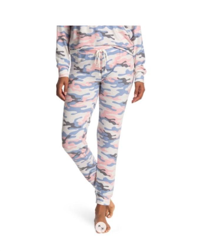 New PJ Salvage Follow The Stars Camo Peachy Jersey Joggers Pants MD Ivory