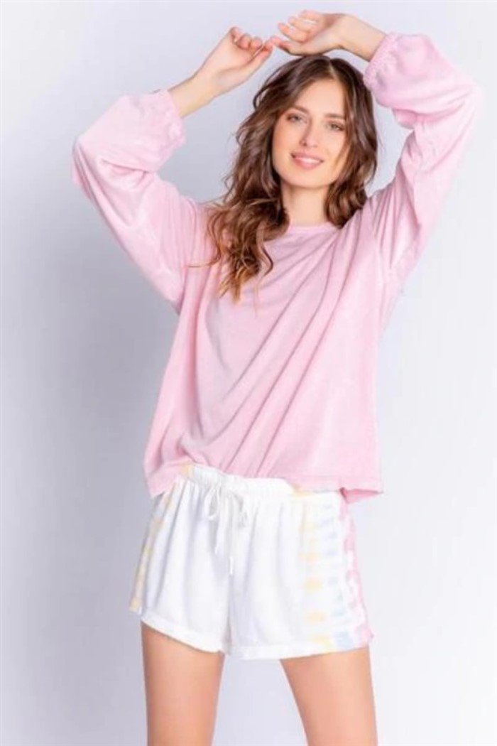New PJ Salvage 3X Sunset Hues Short Ivory Tie Dye French Terry Shorts #92849