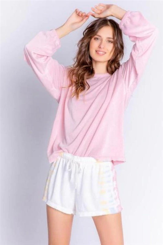 New PJ Salvage 3X Sunset Hues Short Ivory Tie Dye French Terry Shorts #92849