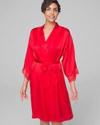 NWT Soma L/XL Sensuous Short Robe with Lace Red 92893