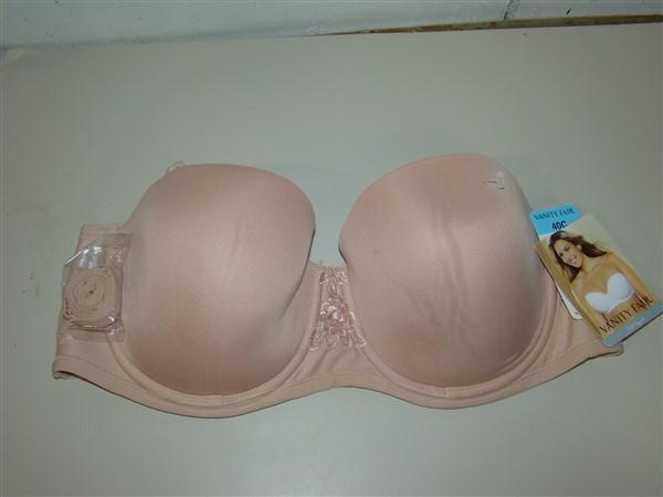 NWOT Vanity Fair 42C Beauty Back Full Figure Strapless Bra 74380 Beige #92983