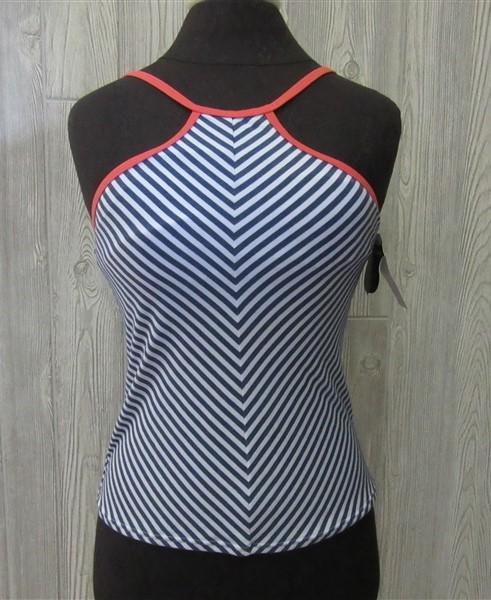 NWT Route 101 M Sport Navy Striped HIgh-Neck Pullover Tankini Swim Top #93205