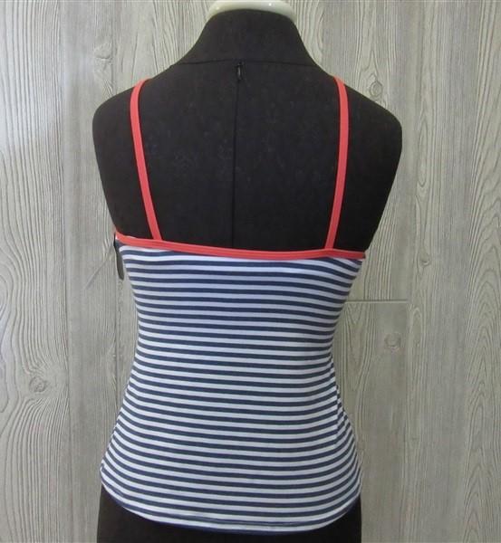 NWT Route 101 M Sport Navy Striped HIgh-Neck Pullover Tankini Swim Top #93205
