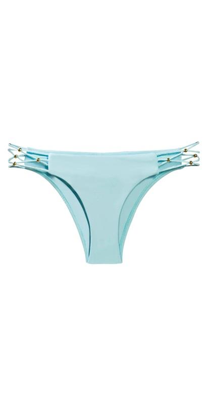 NWT Pilyq LG Cabana Blue Smocked Ruffle Halter & Braided Tenny Bikini 93266