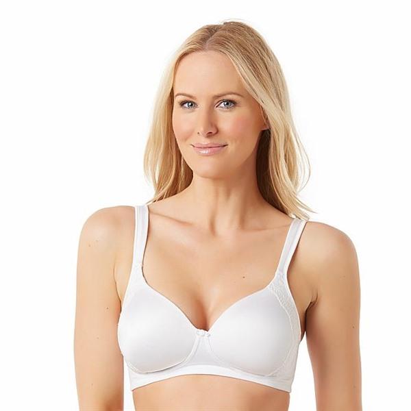 NWOT Bali 40D One Smooth U Lace Wireless Bra 6546 White #93269