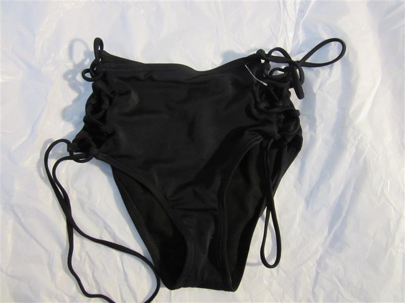 NWT Leith Laver Cannon XS Black High Waist Lace up Bikini Swim Bottoms #93288
