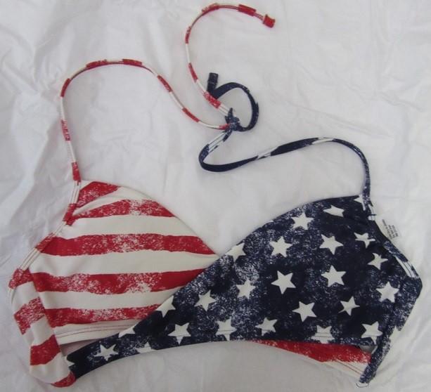 NWOT True Craft Star Spangle Halter Hook & Loop M Bikini Swim Top #93292