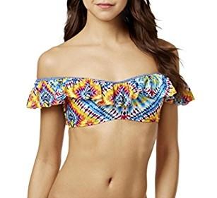 NWT Jessica Simpson Surfside Ruffle Sleeve S Tie Dye Bikini Swim Top #93345