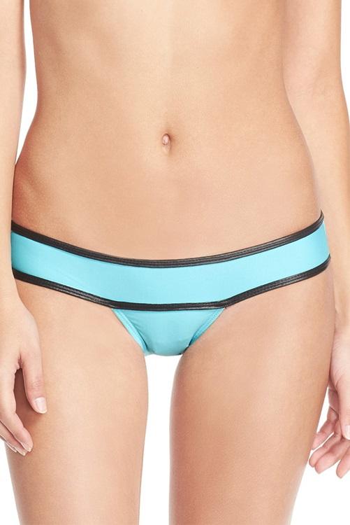 NWT Pilyq Neo Block Piped Banned S Blue DBL-201F Bikini Swim Bottoms #93349