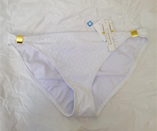 NWOT Bleu Rod Beattie White Geometric SZ 14 Cheeky Bikini Swim Bottoms #93401